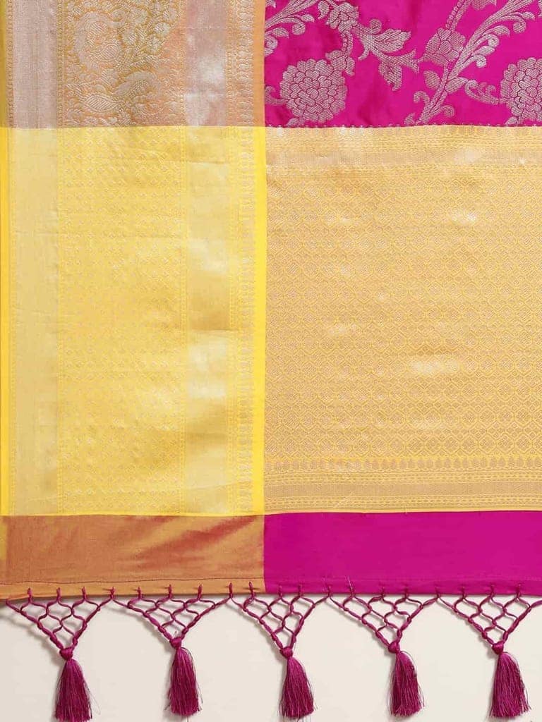 Women's Brocade Soft Silk Zari Woven Saree With Unstiched Blouse Piece view 5