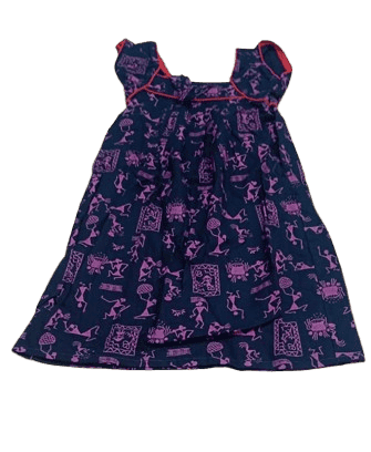 A beautiful hand block printed cotton frock for girls.