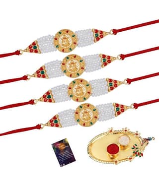 Silver Shine - Red Rakhi Combo ( Pack of 4 )