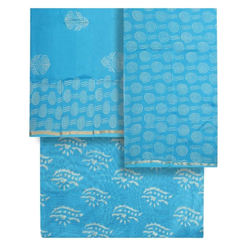 HANDLOOM CHANDERI 03 PCS DABU PRINTED SUIT (SKU - 1RDS01270221 Suit 98) view 4