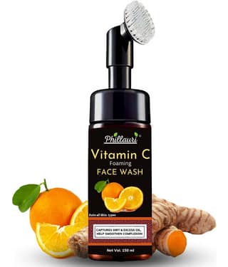 Phillauri Brightening Vitamin C Foaming Face Wash with Built-In Face Brush - 150 ml