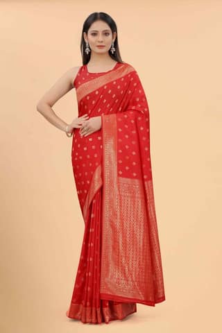 Women's Art Silk Zari Woven Saree With Unstiched Blouse Piece