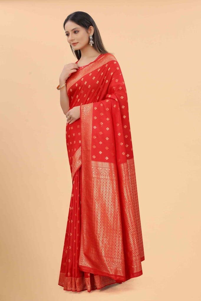 Women's Art Silk Zari Woven Saree With Unstiched Blouse Piece view 3