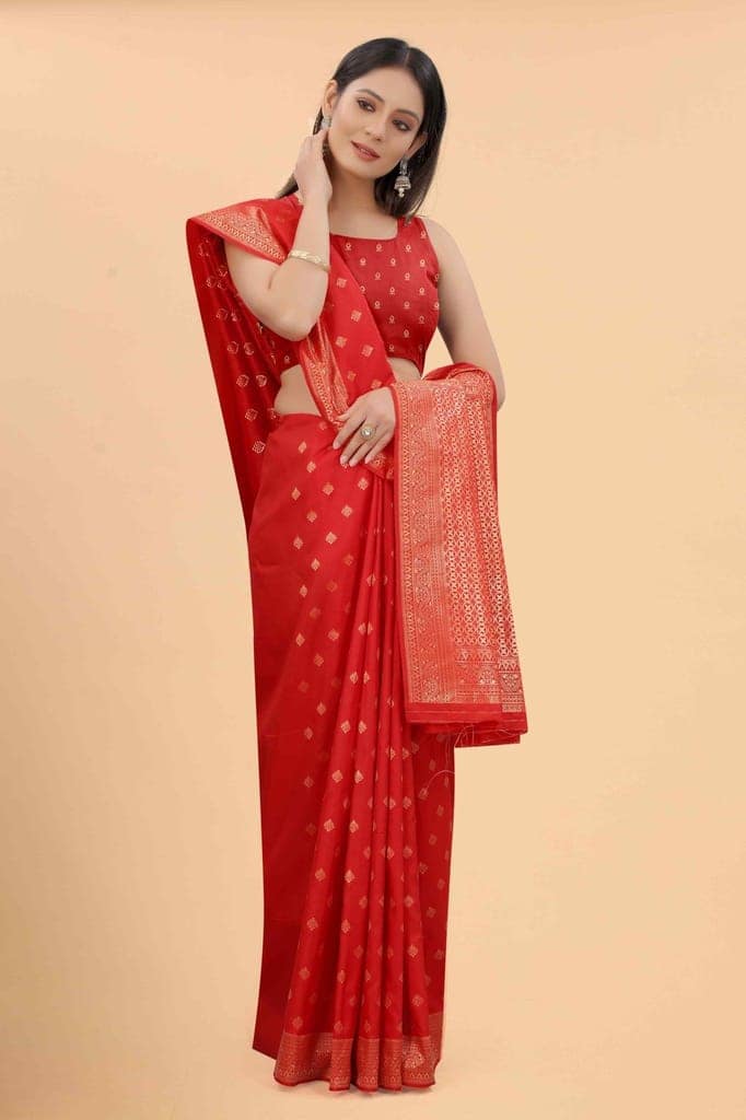 Women's Art Silk Zari Woven Saree With Unstiched Blouse Piece view 4