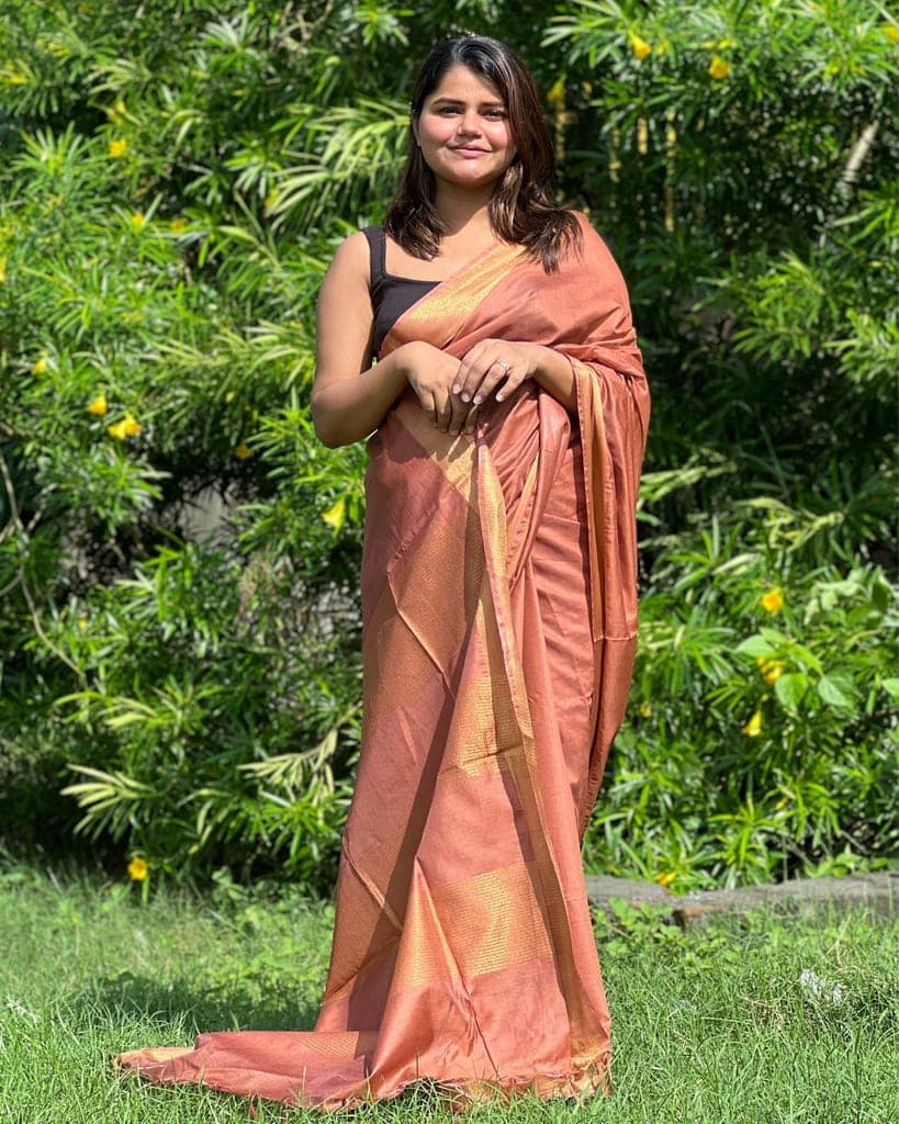 Handloom Jayashree Silk Saree Light Brown Color with Running Blouse-2701 view 2