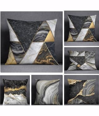 Laphino Set of 5 Jute Textured Square Cushion Cover (40X40)cm - Black