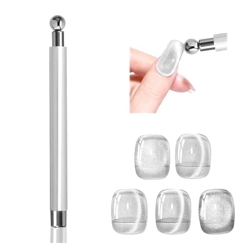 THR3E STROKES Essentials Cat Eye Magnetic for Nails Double-Head Nail Magnet Sturdy Cat Eye Magnet for Nails with Round Magnetic Bead Multifunctional Magnet for Cat Eye Gel Polish Home DIY (BALL MAGNET) (SILVER) view 2