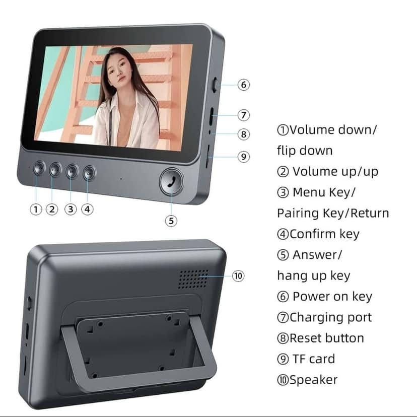 AUSHA Smart Video Doorbell with 4.3” LCD Display | Two-Way Audio, IR Night Vision | Door Camera Without Wi-Fi view 4