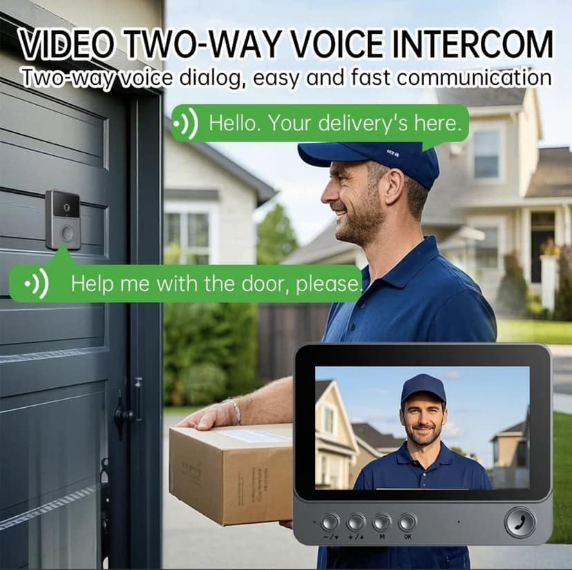 AUSHA Smart Video Doorbell with 4.3” LCD Display | Two-Way Audio, IR Night Vision | Door Camera Without Wi-Fi view 7