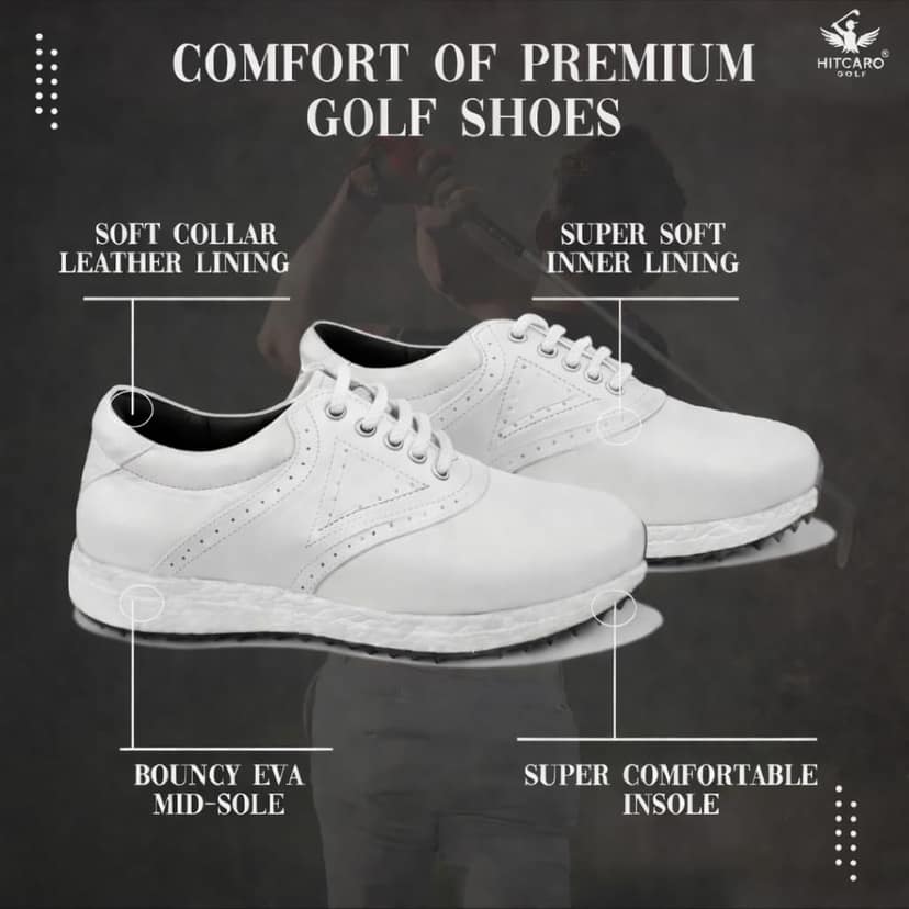 HITCARO Men's Proffessional Leather Golf Shoes | Lace-Up | Waterproof | Comfortable | Breathable view 3