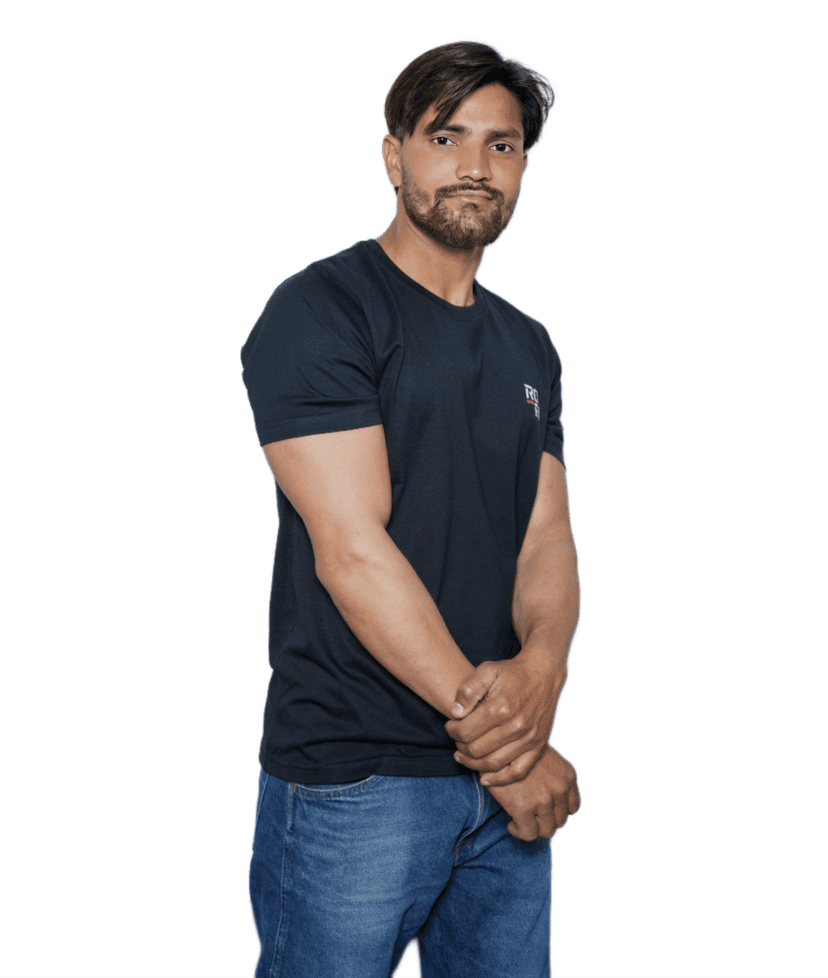 Premium Cotton Men's Classic Series Round Neck Half Sleeve T-Shirt by Rori | Solid Color | Made in India view 3