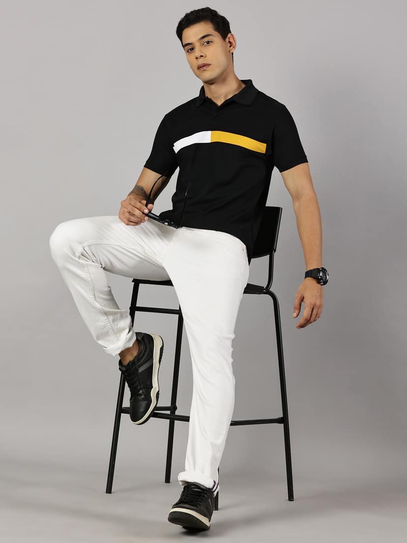 Dry-fit Black Striped Polo view 5