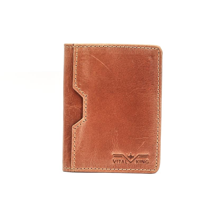 Vital King Men & Women Trendy Tan Genuine Leather RFID Card Holder (6 Card Slots) view 2