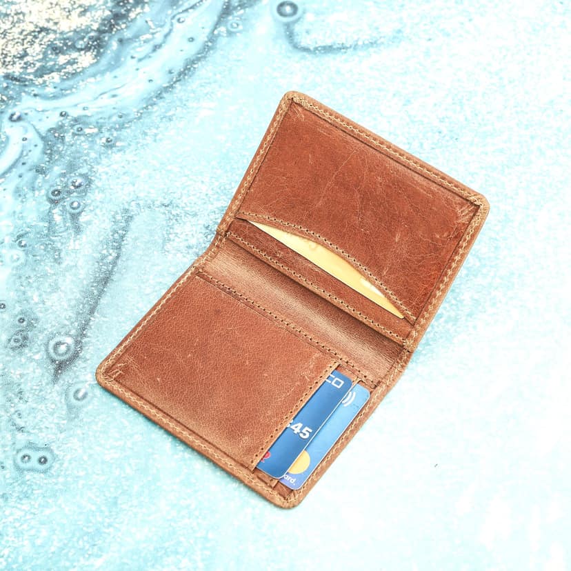 Vital King Men & Women Trendy Tan Genuine Leather RFID Card Holder (6 Card Slots) view 3