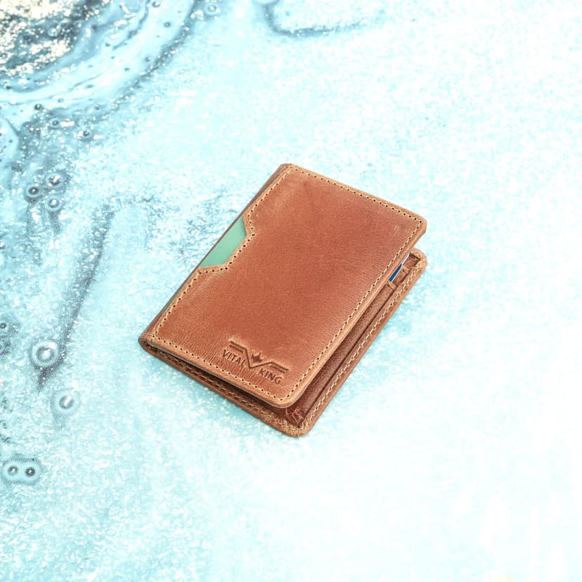 Vital King Men & Women Trendy Tan Genuine Leather RFID Card Holder (6 Card Slots) view 5