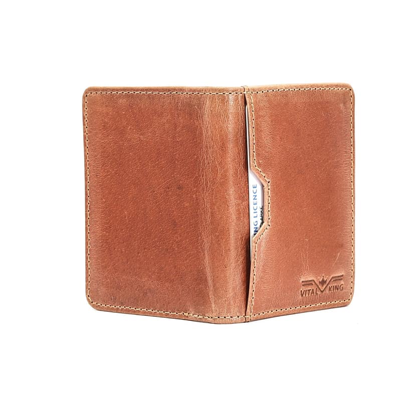 Vital King Men & Women Trendy Tan Genuine Leather RFID Card Holder (6 Card Slots) view 6