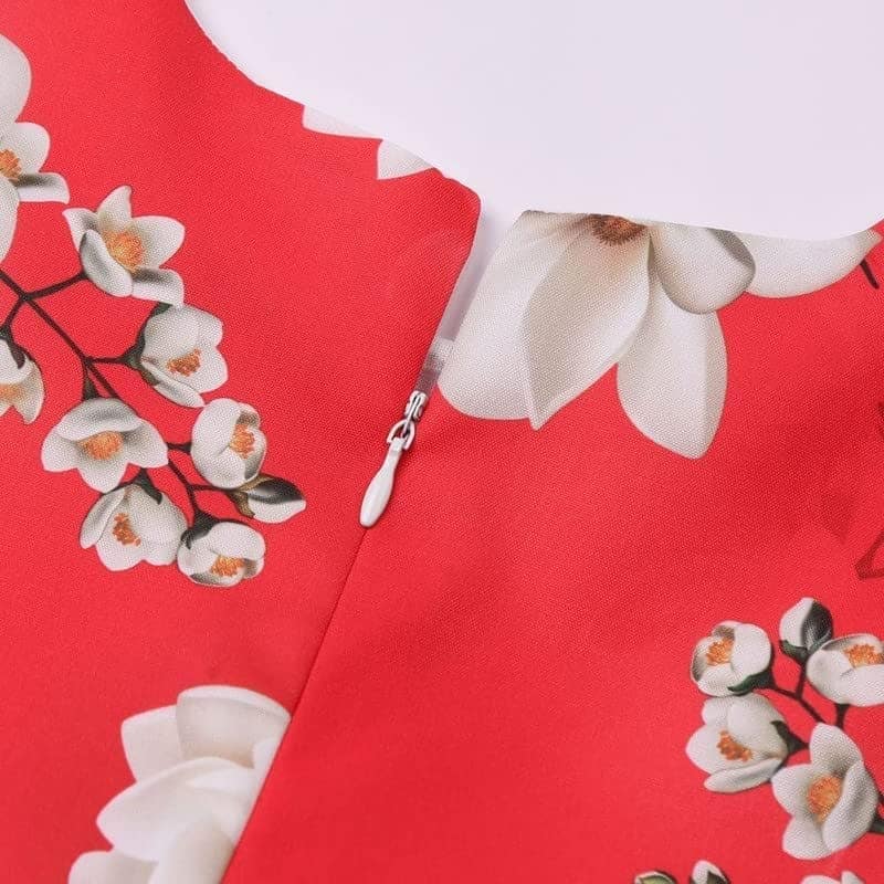 Buy & Try Girl's Satin Floral Printed Frock Short Knee Length Short Sleeve Dora Frocks Dress. view 4