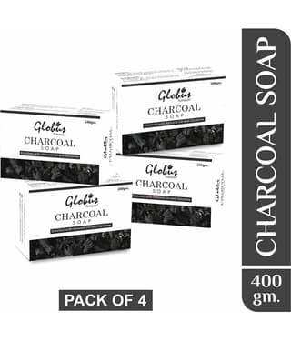 Globus Naturals Charcoal Soap Enriched with Almond oil and Glycerine Bathing Bar 100 g (Pack of 4)
