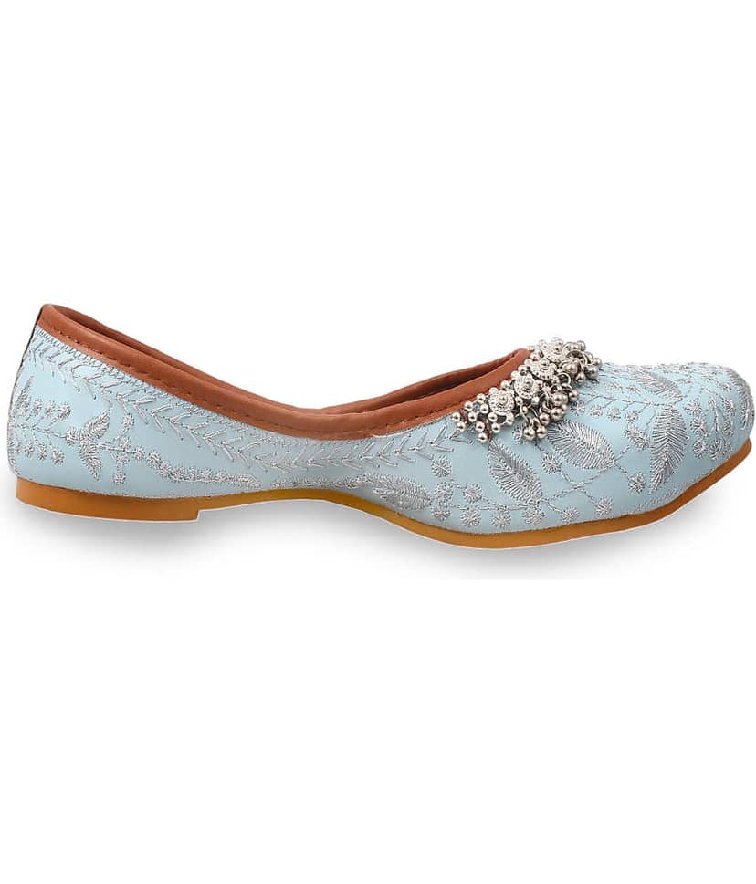 rajeraj Light Blue Women's Juttis view 2