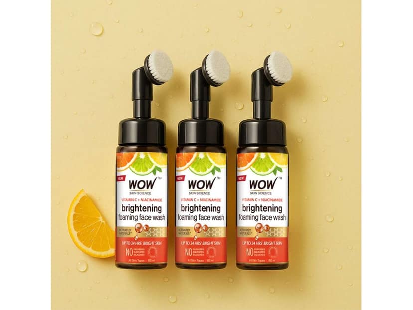 WOW Skin Science Vitamin C Foaming Face Wash, Builtin Silicone Brush - 150ml ( Pack of 3 )
