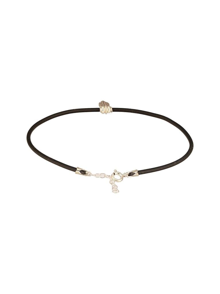 925 Sterling Silver Oxidised Black Thread With Leaf Charms Delicate Payal anklet view 6
