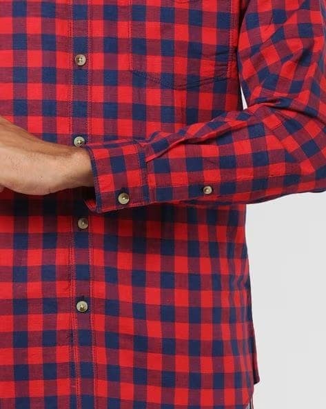 Checked Extra Slim Fit Shirt with Patch Pocket view 2