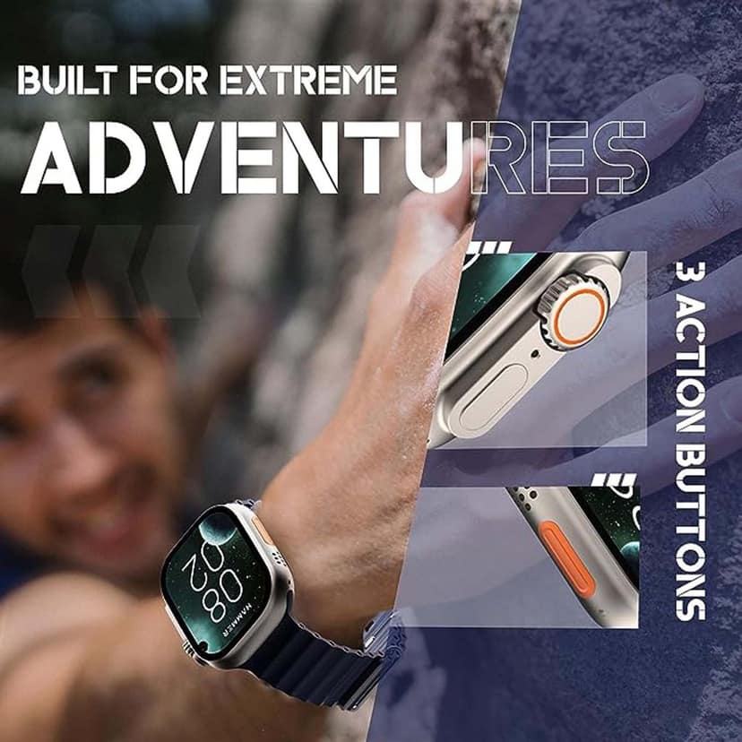 Red Fish 1"7 Infinity Display, BT Calling, Heart Rate , Blood Pressure Monitor T800 Ultra Orange Smart Watch For Men view 6