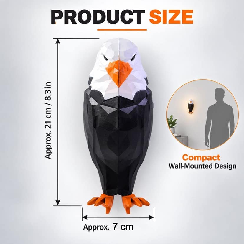Eagle Shaped LED Ambient Wall Light with Remote and Magnetic Holder (1 Pc Set) view 3