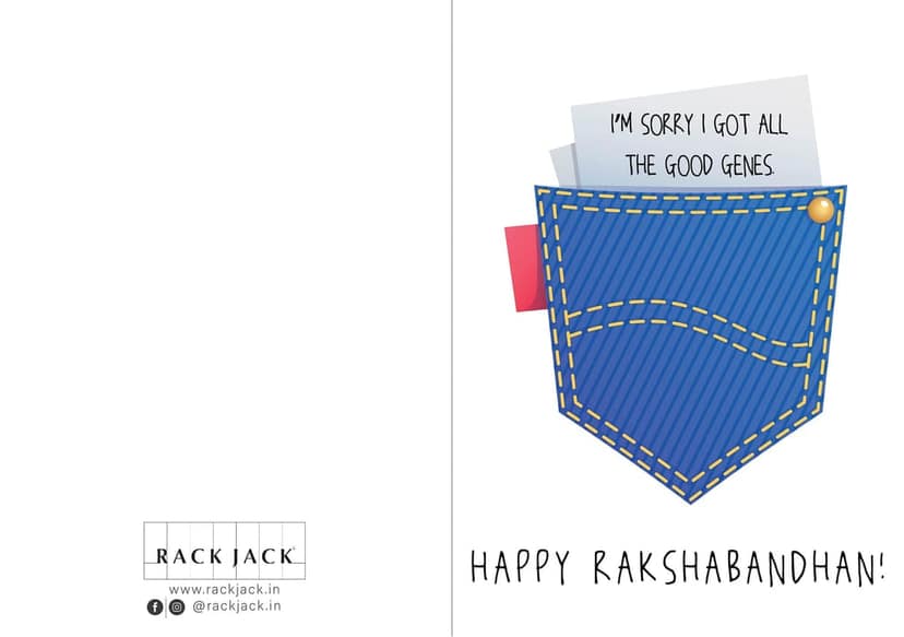 Rack Jack Rakshabandhan funny greeting card - Got all the good genes view 2