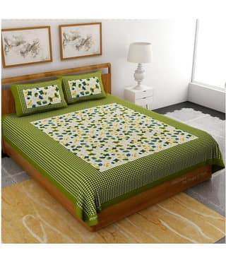 Bombay Spreads Cotton Double Bedsheet ( Green )