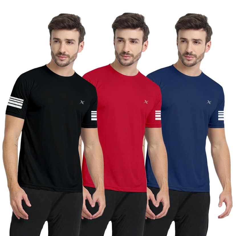 FTX Men Solid Round Neck Tshirt Pack Of 3
