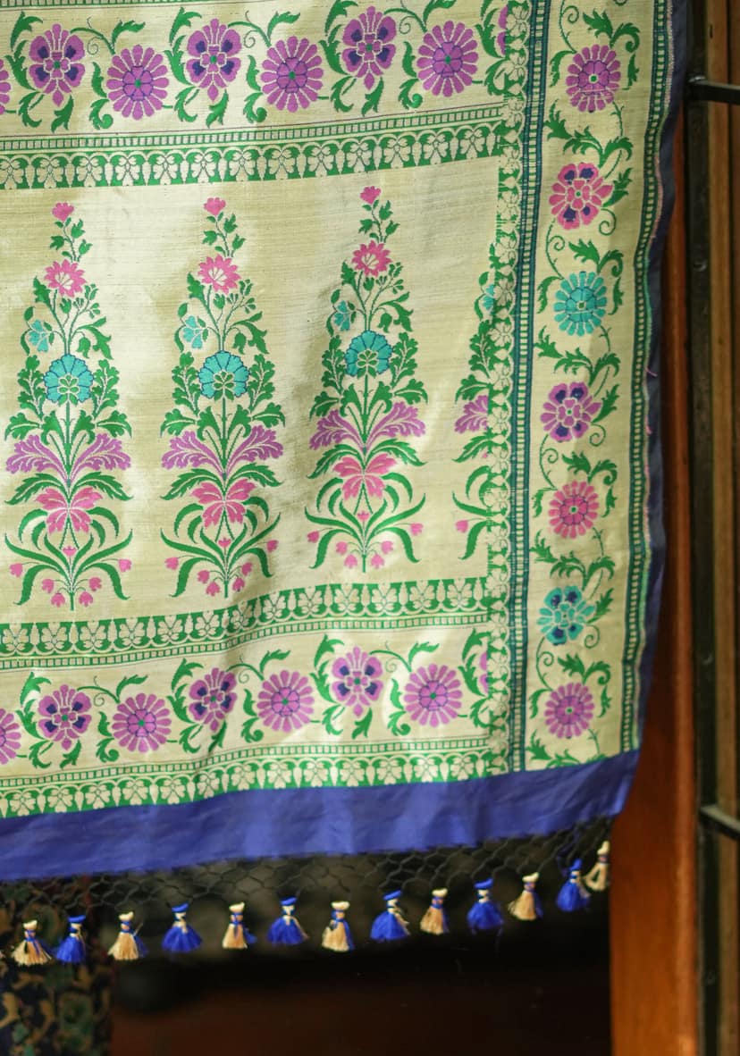 Exquisite Banarasi Patola Meenakari Katan Silk Saree in Blue with Intricate Pallu | SILK MARK CERTIFIED view 6