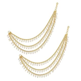 Traditional Gold Plated Multi-Layer Pearl Ear Chain Support