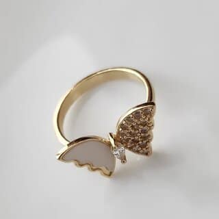 Gold-Plated Stainless Steel Buttrefly Finger Ring