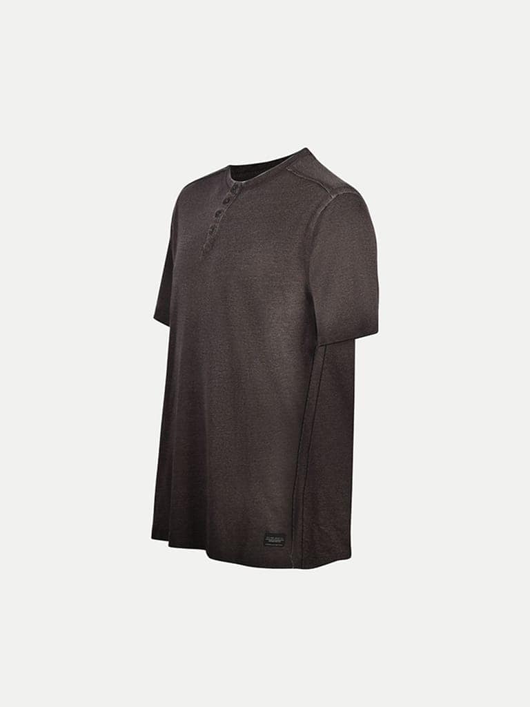 Mens Black Washed Henley Tee view 2