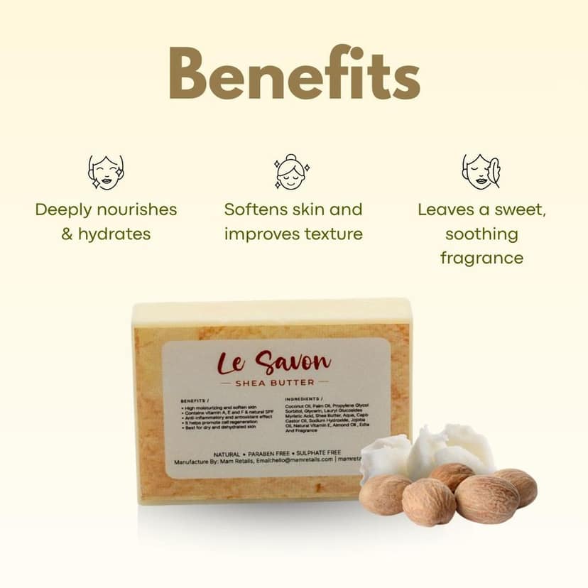Le Savon Shea Butter - All Natural Moisturizing Soap for Dry and Dehydrated Skin view 4