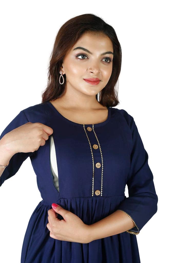 MAHIRA 'S COMFORT Maternity Gown: Stylish Rayon Feeding Kurti for Pregnancy and Breastfeeding view 4