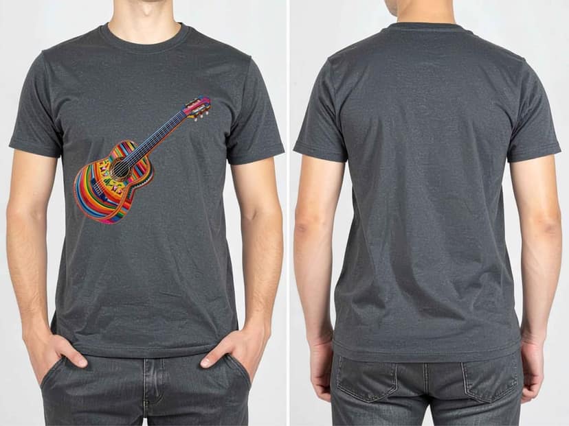 Trishoolin "Colorful Guitar" Music & Dance Theme T-Shirt | Design 70028MB | Cotton Regular Fit | Crew Neck / Round Neck Half Sleeve | Pack of 1 view 3