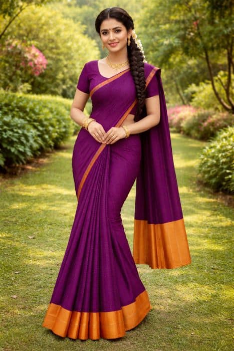 Arani Soft Silk Sarees - Regular Purple & Sunshine Yellow