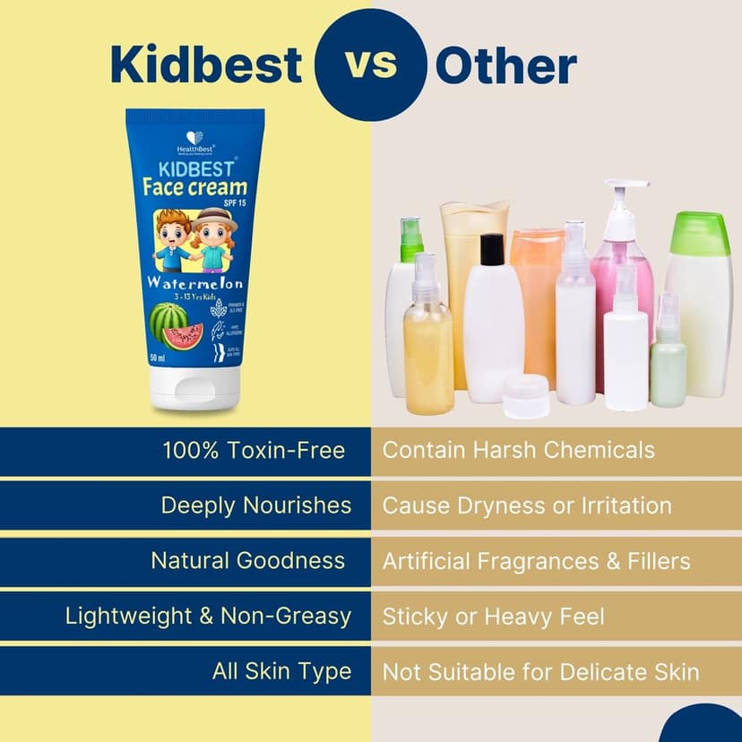 Healthbest Kids Face Cream SPF 15, 50ml - Baby Cream for 3-13 years - Suitable for All Skin Type - Tear, Paraben & SLS-Free Watermelon Flavor view 6