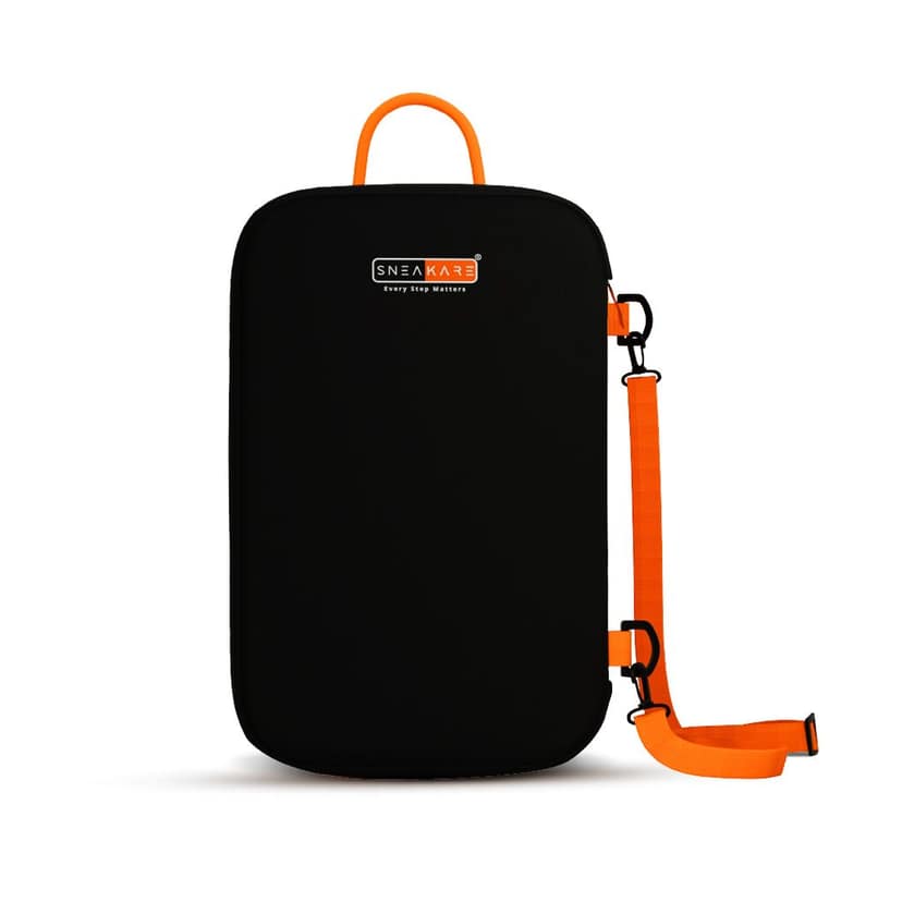 SNEAKARE Premium Shoe Bag for Travel - Fits Sneakers Up to UK Size 12, Removable Crossbody Strap, Airflow Vents, Extra Pockets with 5mm Thickness