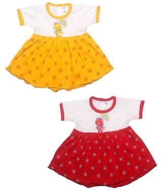 INFANT Pack of 2 Baby Girls 100% Cotton Frocks ( Multi )