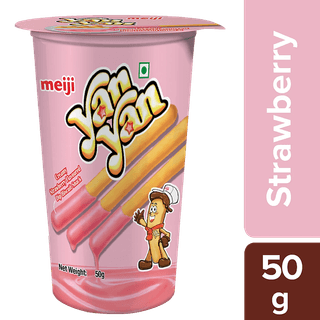 Yan Yan Dip Stick Snack - Fruity Strawberry Cream, 50 G Bottle