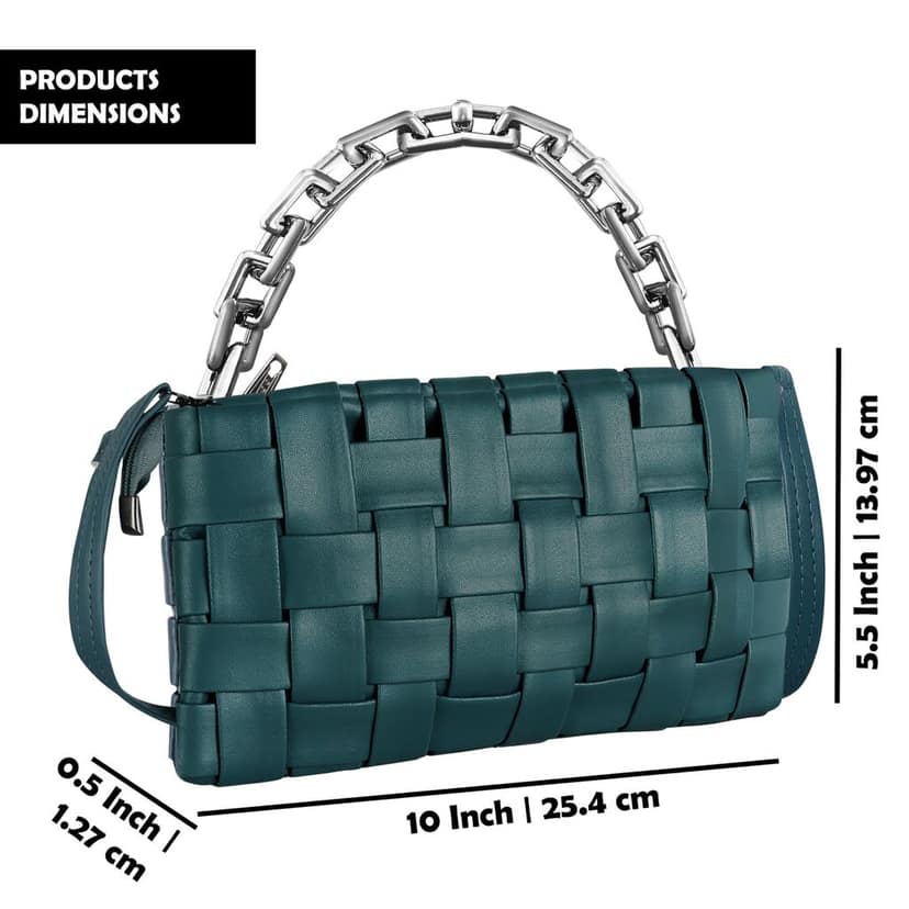 Green Designer Faux Leather Handbag For Women And Girls HB35 view 2