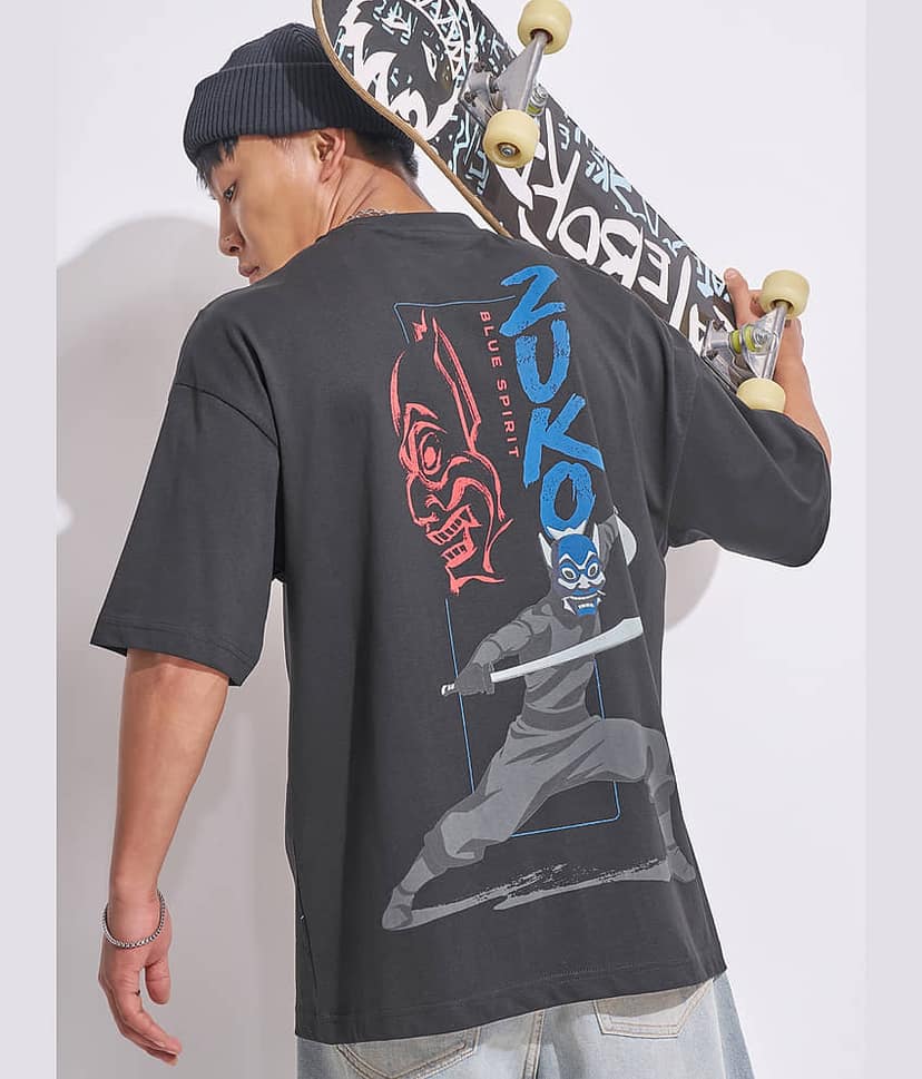 Highlander Men 100% Cotton Oversized Fit Printed T-Shirt ( Black )