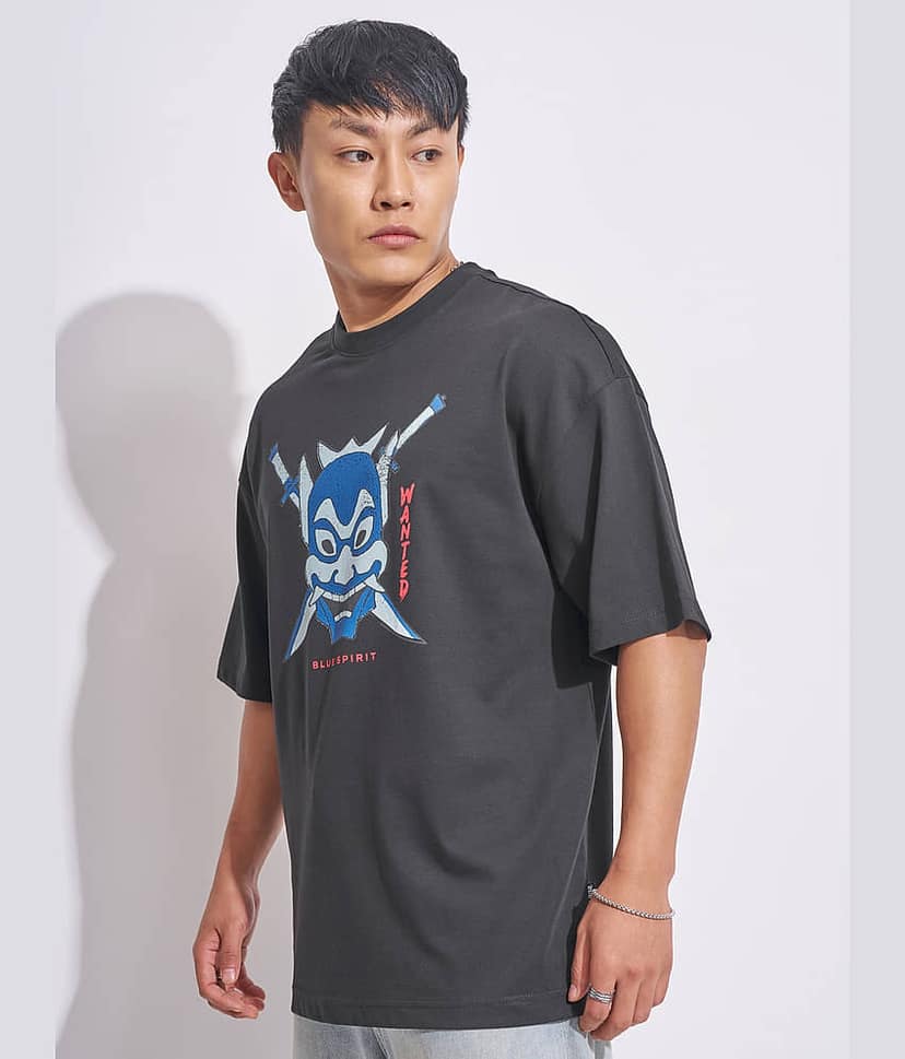 Highlander Men 100% Cotton Oversized Fit Printed T-Shirt ( Black ) view 4