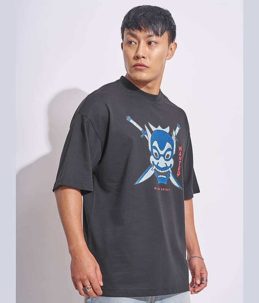 Highlander Men 100% Cotton Oversized Fit Printed T-Shirt ( Black ) view 6