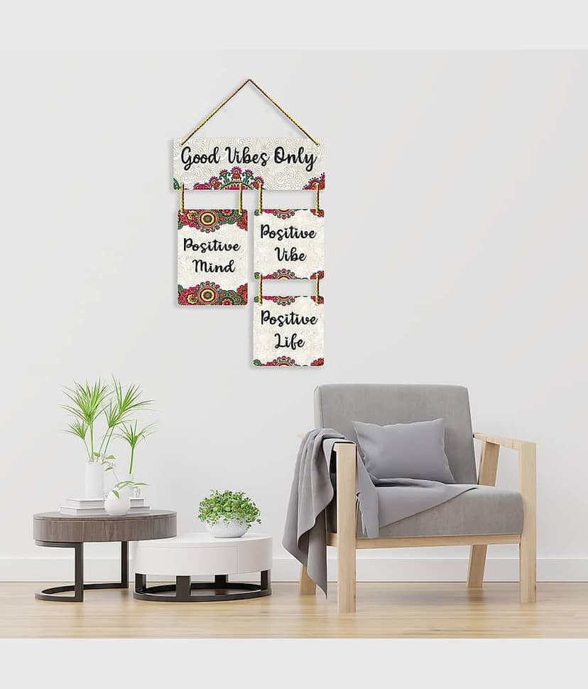 Motivational Wall Hanging for Home Decoration Wall Sculpture Wall Stickers Life Quotes Good Vibes Only Door Hanging Living Room Decor Diwali Decoration Gift Under 100 Festival Decorative Items Wallpapers view 2