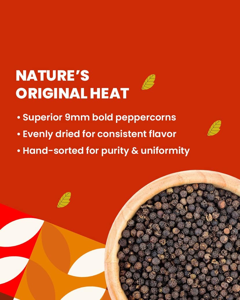 Desi Tarkaa Black Pepper (Kali Mirch), Premium Whole Peppercorns, Strong Aroma & Bold Flavor, Ideal for Cooking & Seasoning - 100g view 2