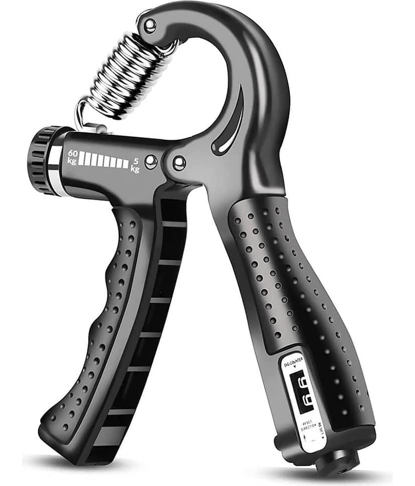 HORSE FIT Professional R shape Hand Grip Strengthener with Counter, Adjustable Resistance 5 to 60kg, Grip Strength Trainer for Muscle Building, Forearm Exerciser